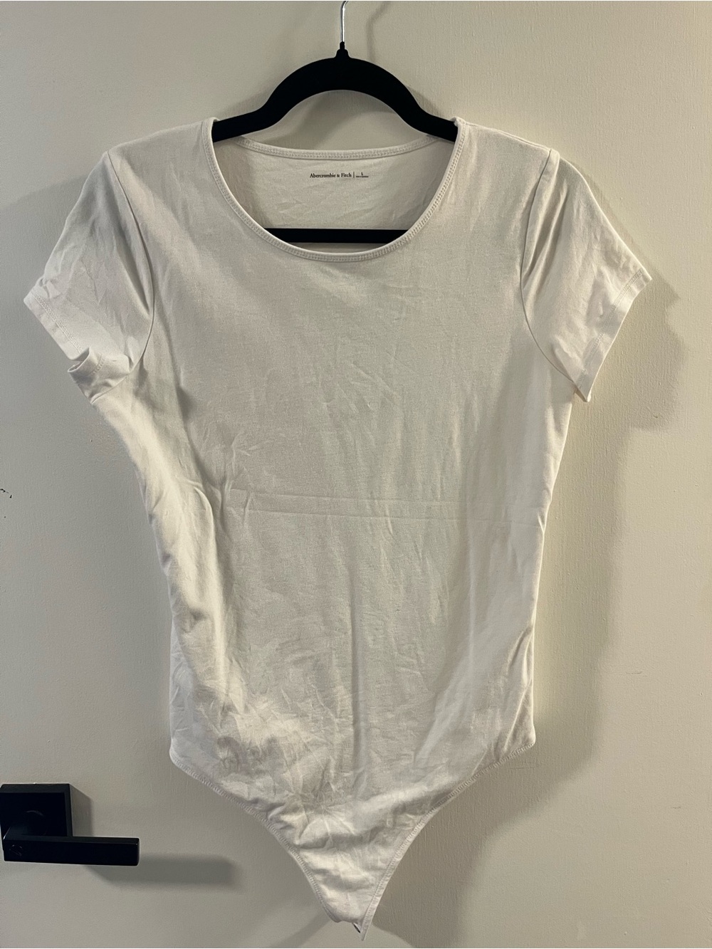 Abercrombie & Fitch White Scoop-Neck Short-Sleeve Bodysuit